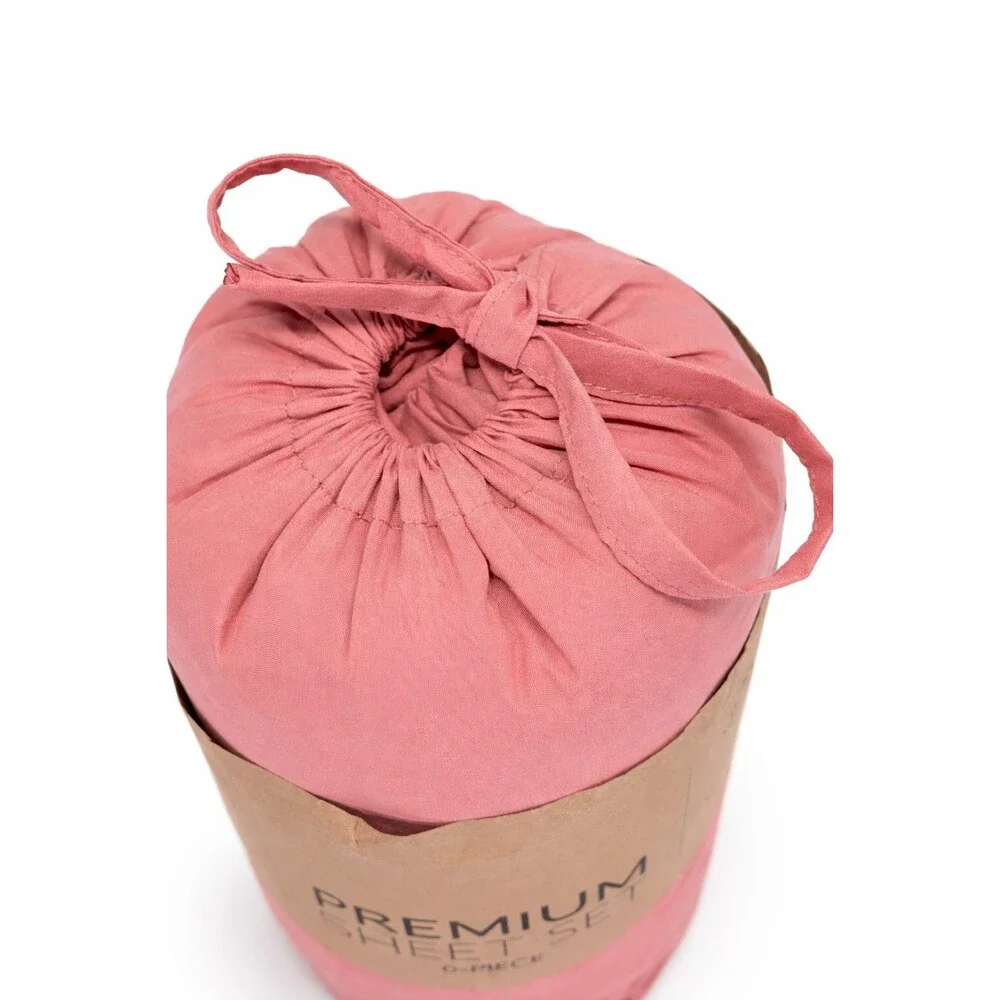 ienjoy Home Premium 6 Piece Queen Sheet Set Pink Clay Microfiber Deep Pocket NWT - Picture 10 of 12